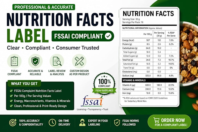 create fssai complaint nutritional facts label