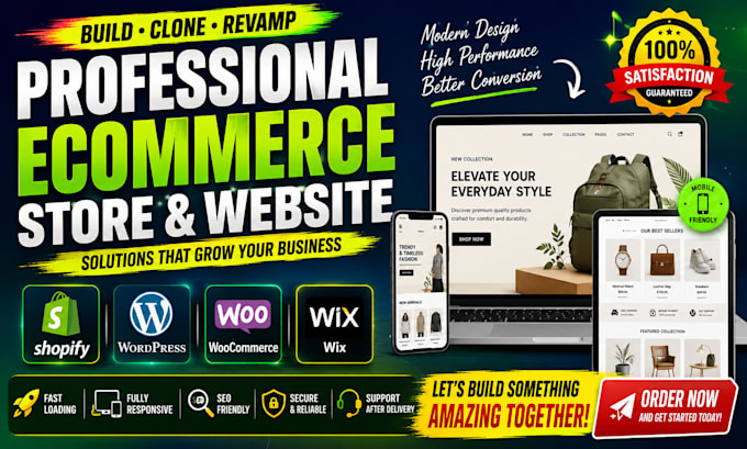 build shopify store design clone revamp wordpress wix woocommerce website