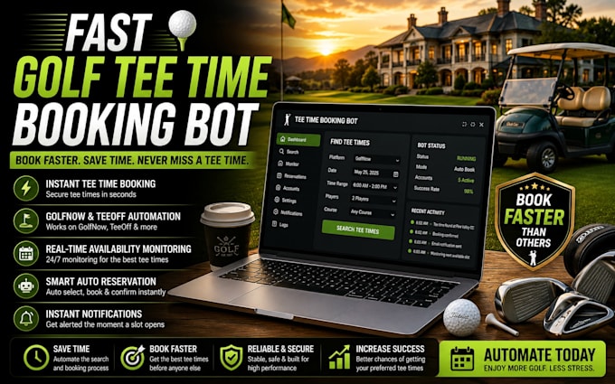 do fast golf tee time booking bot resy reservation bot golfnow golf teeoff bot