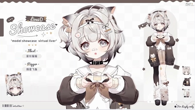 draw high quality live2d custom vtuber model,  live2d model, vtuber commission