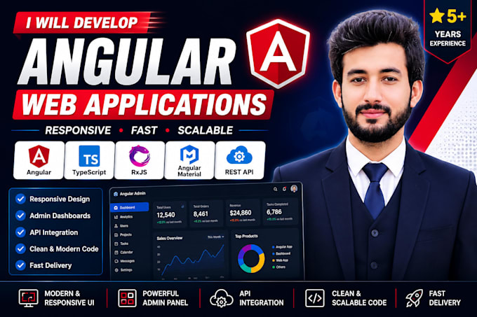 develop angular web application, dashboard, admin panel or frontend