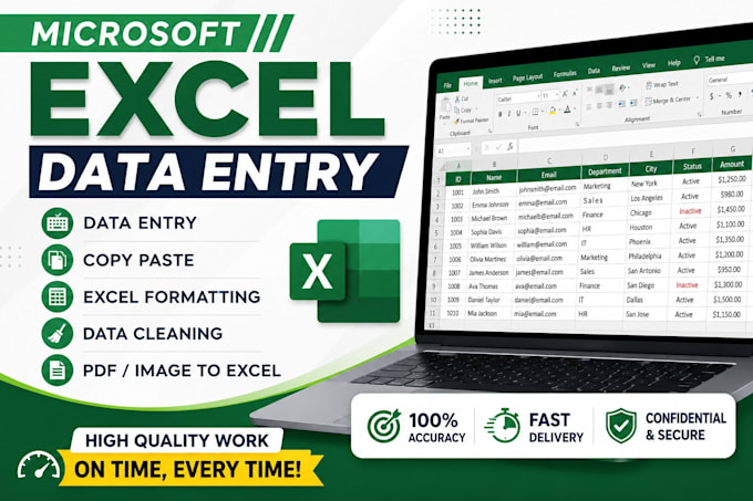 do microsoft excel data entry, formatting and spreadsheets