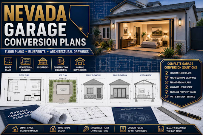 design nevada garage conversion plans floor plans and architectural drawings