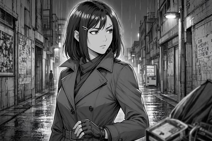 create black and white manga comic page artwork