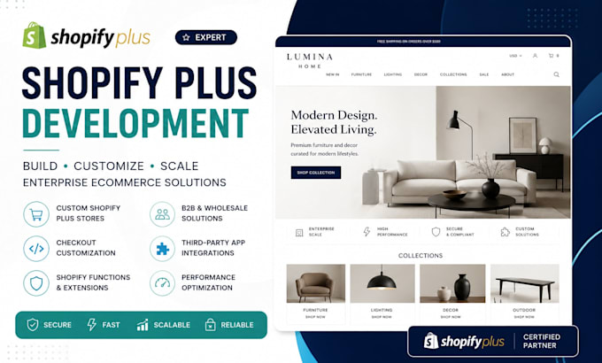 develop shopify plus store, checkout and custom features