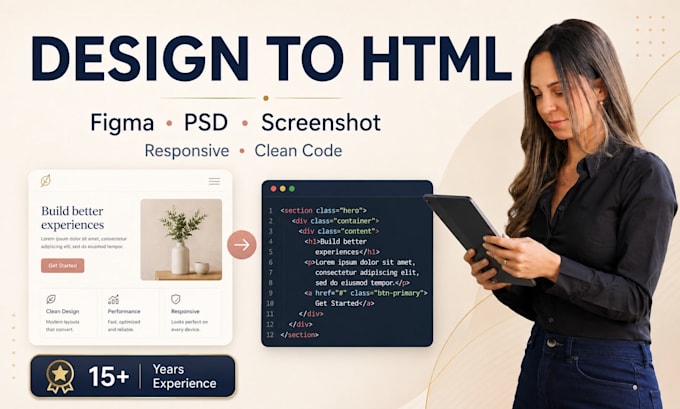 convert figma or PSD to responsive HTML