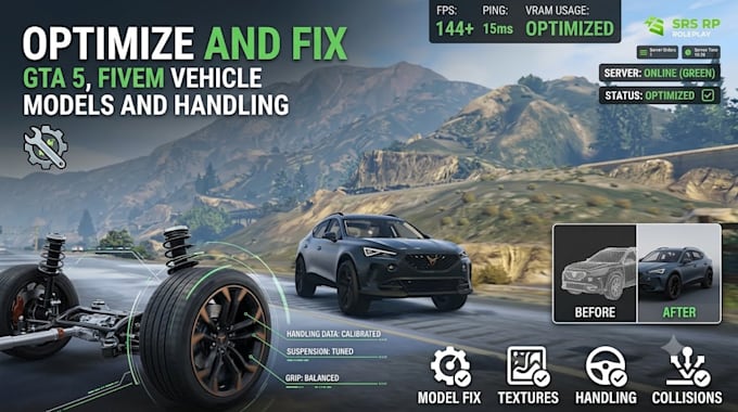 optimize and fix gta 5, fivem vehicle models and handling