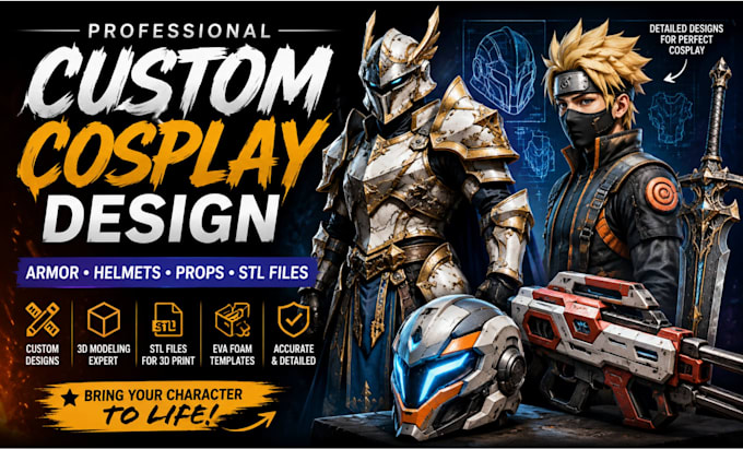 create cosplay stl files for 3d printing helmets armor and props