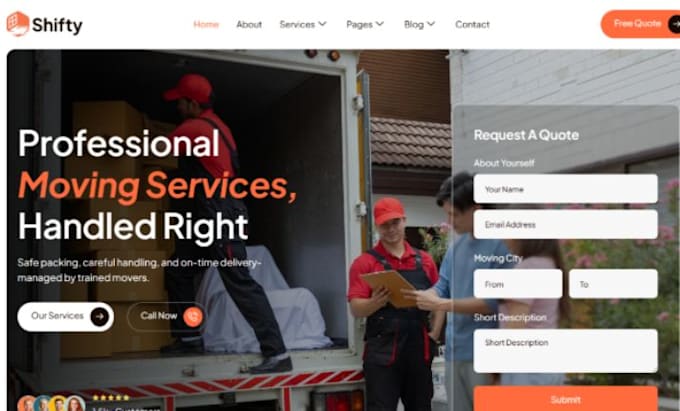 design wix moving company website movers relocation services website