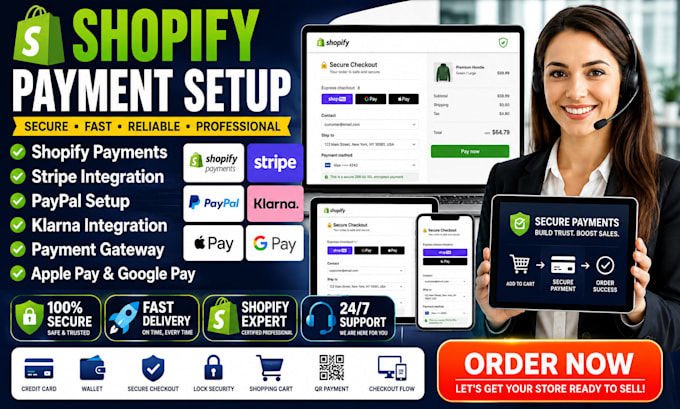 setup shopify payment gateway stripe, paypal klarna integration fix payment bug