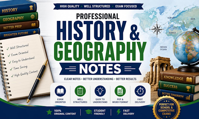 create professional history and geography notes for students