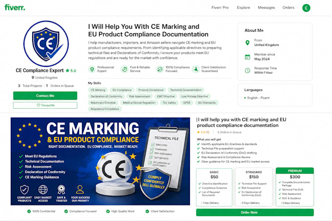 help with ce marking, eu product compliance, technical file and doc