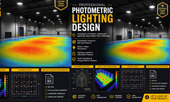 design professional photometric lighting plan using diallux evo, floor plans