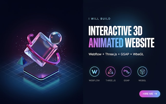 build interactive 3d animated webflow website with threejs gsap webgl