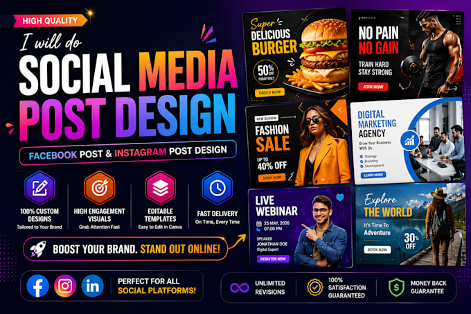 do social media post design, facebook post and instagram post design