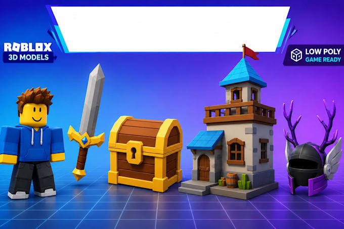 create custom roblox 3d models, assets and low poly game props