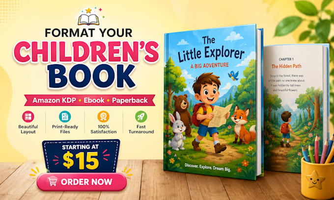 format children book for amazon KDP, kindle, and paperback