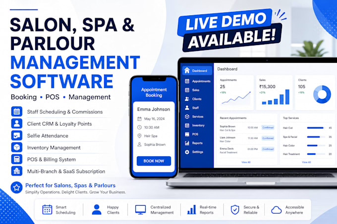 develop salon spa parlour software with online booking