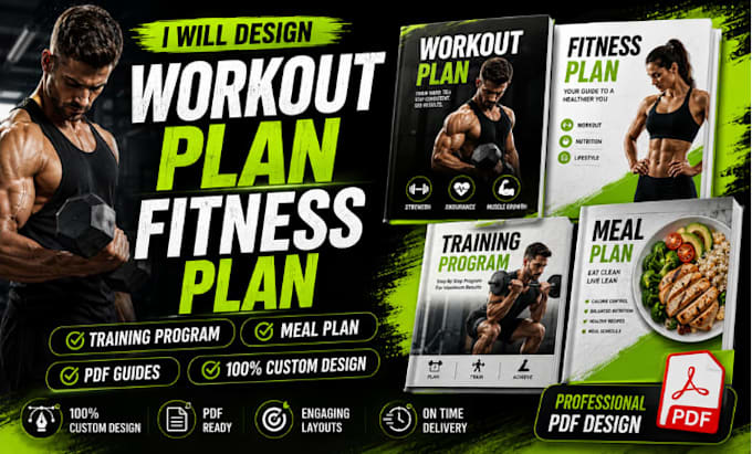 design workout plan, fitness plan, training program, meal plan PDF