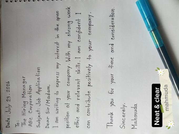 provide custom handwriting services