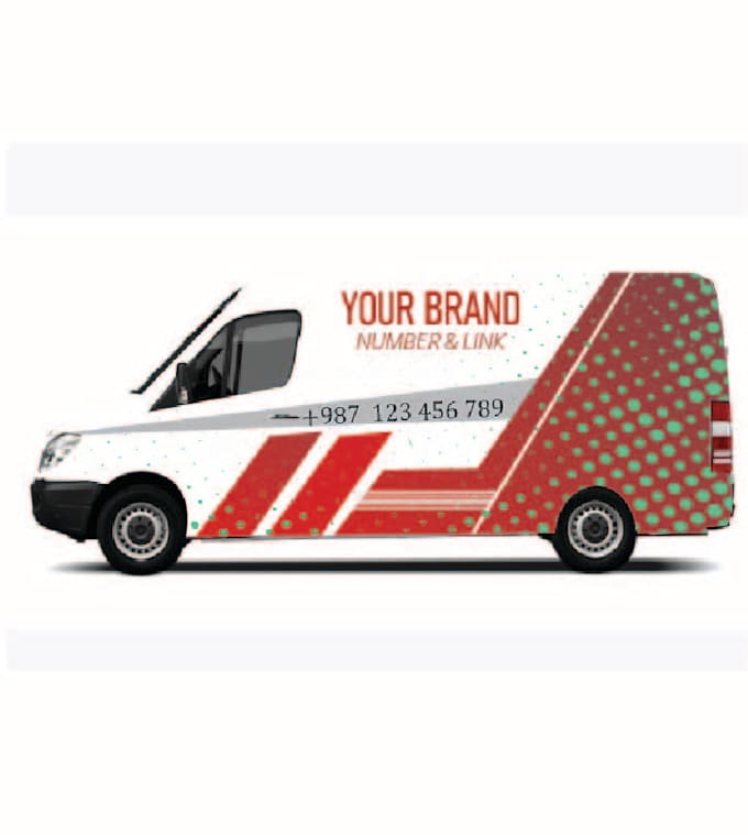 desing professional van truck banner and vehicle warp