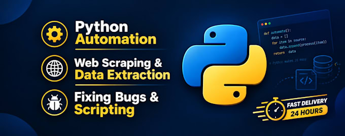 write python script for automation, web scraping, and bug fixing