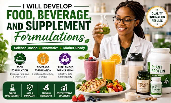 develop food, beverage, and supplement formulations