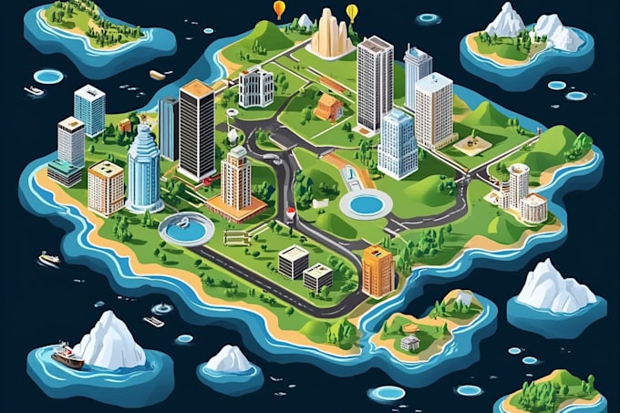draw vector map or isometric map in illustrator