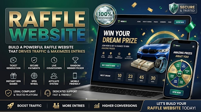 design raffle website giveaway website competition website raffle ticket design