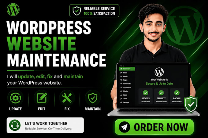 update wordpress website, update website content and website maintenance
