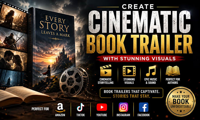 create cinematic book trailer with stunning visual for authors and book teaser
