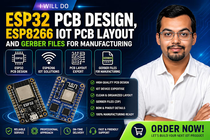 do esp32 pcb design, esp8266 iot pcb layout and gerber files for manufacturing