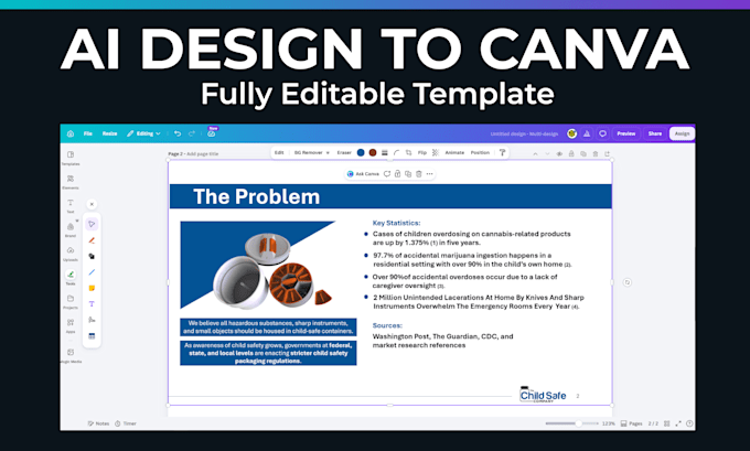 manually recreate your ai design into an editable canva template
