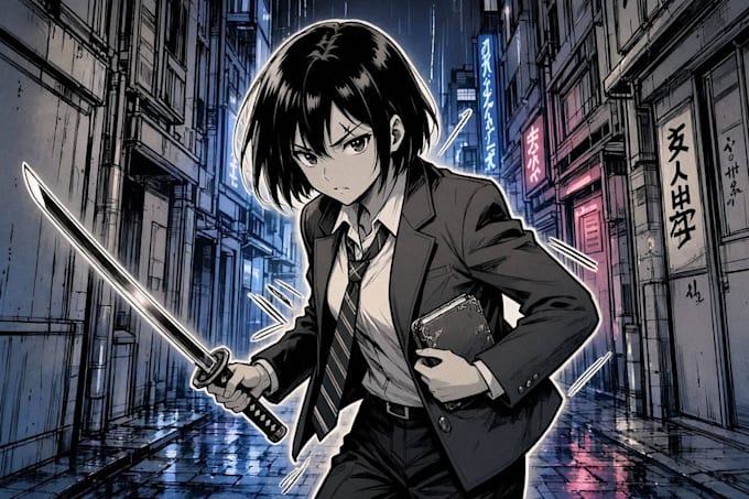 do anime manga illustration, manga comic page
