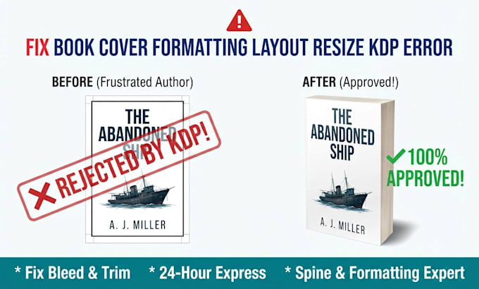 do fix book cover formatting layout resize kdp error print ready spine design