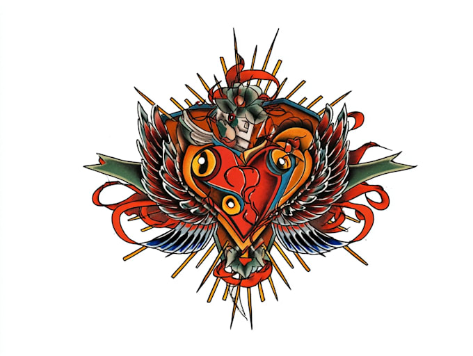 create illustrations in traditional tattoo or vintage design