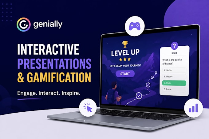 interactive genially gamification, quizzes and engaging elearning presentations