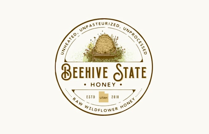 design beehive state honey label logo