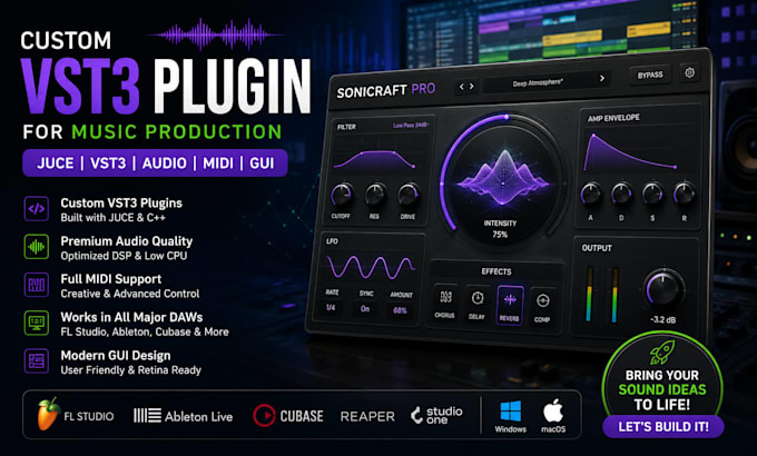 develop custom juce vst3 plugin for music production fl studio ableton midi daw