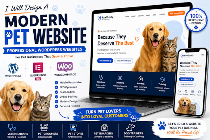 design a veterinary clinic website using elementor