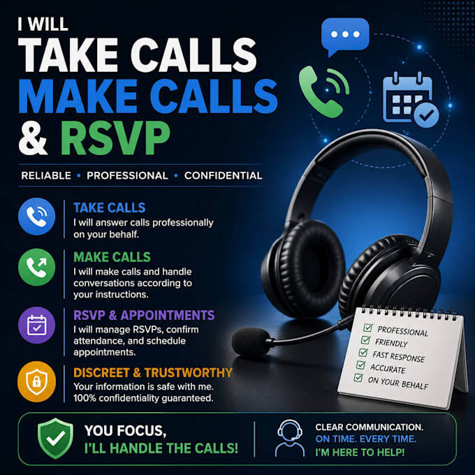 take calls, make calls, manage rsvps and appointments