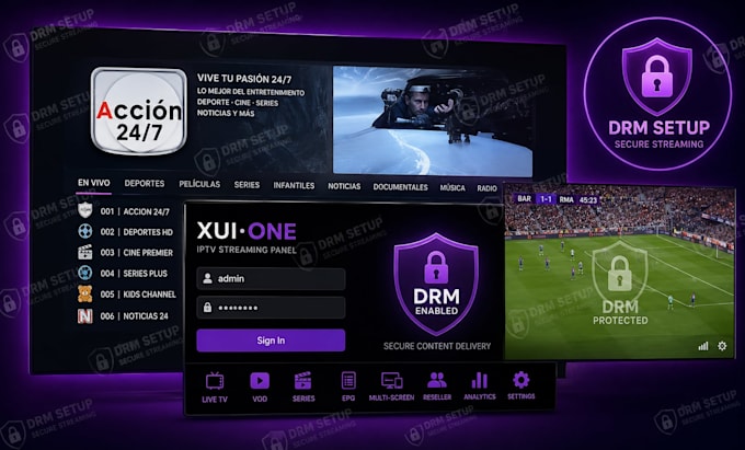 do complete iptv server, panel setup, drm script setup and xui one ready for use