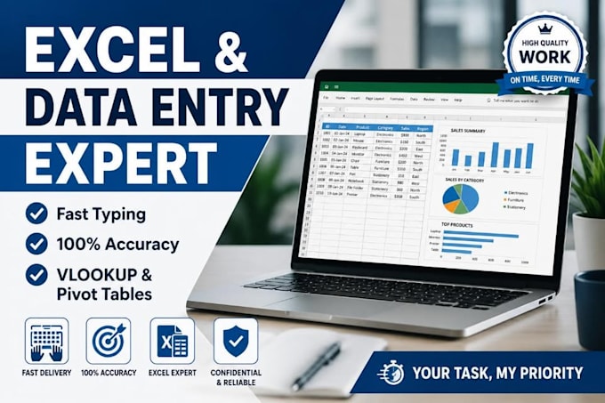 do professional excel data entry, copy paste, and typing work