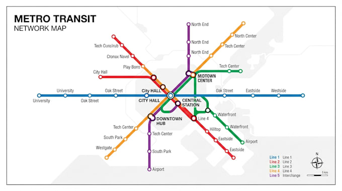 design clean subway, metro and transit map illustrations