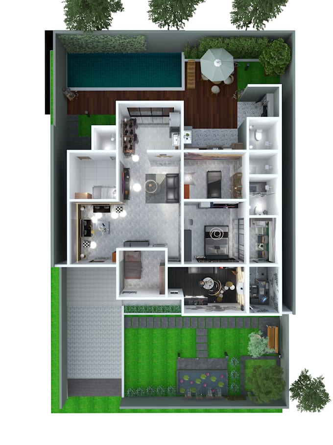 create interior design and rendering for house and office