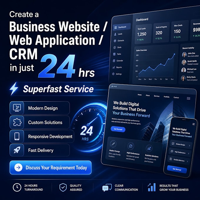 create premium custom business website within 24 hrs