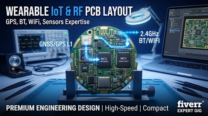 design rf wireless pcb for bluetooth wifi lora gps iot device for smartwatch pcb