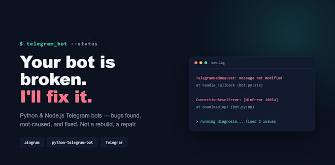 fix and debug your existing telegram bot