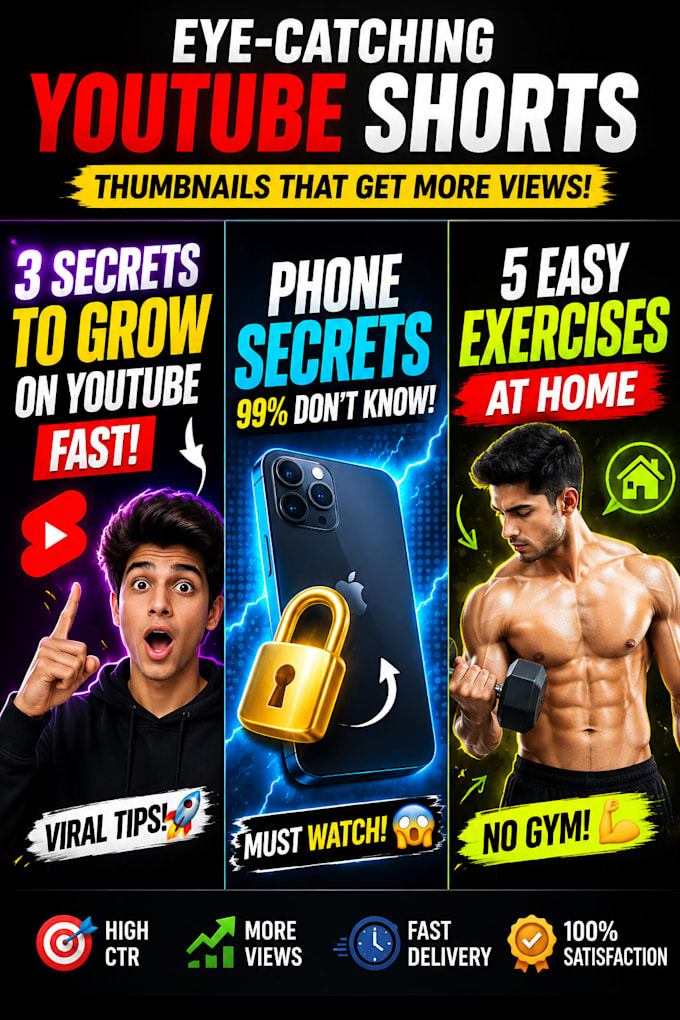 design eye catching youtube shorts thumbnails that increase views