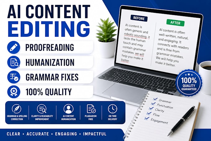 proofread, edit and humanize ai generated content